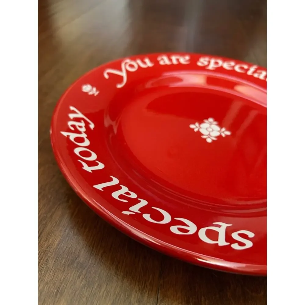Red Decorative Dinner Plate — 'You Are Special Today'